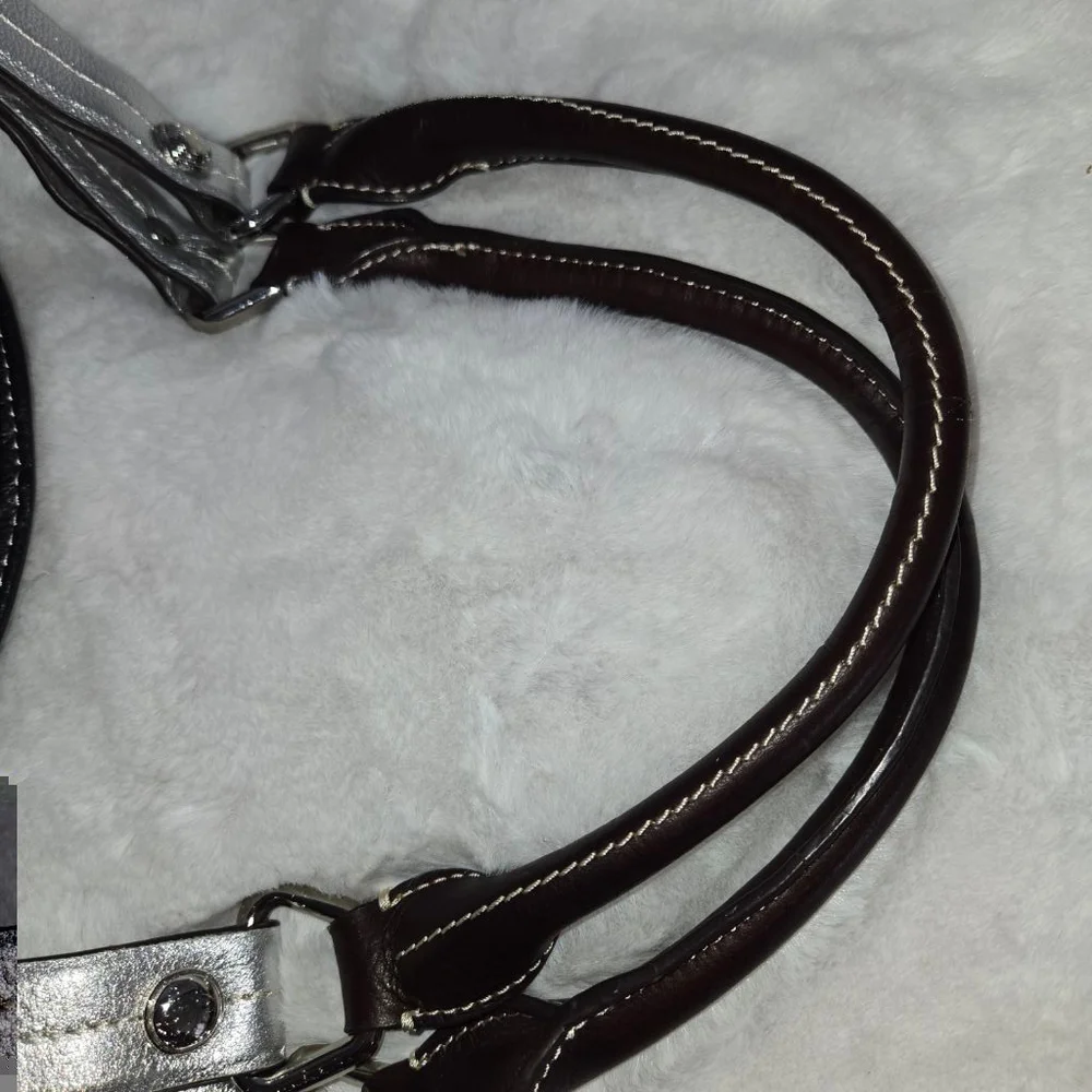 b. makowsky Large Multi Color Leather Hobo Bag in Beige, Black, Silver & Brown - Picture 10 of 14